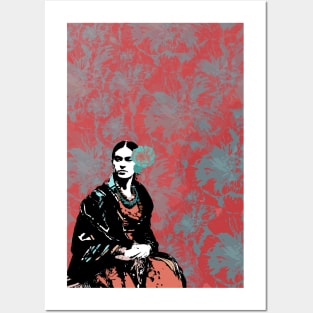 Frida portrait in floral background. Posters and Art